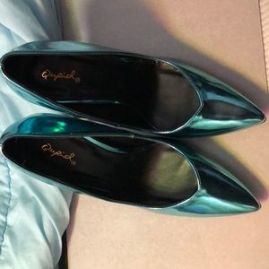 Metallic Light Blue Heels